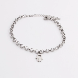 Stainless Steel Bracelet For Women With Hamsa Hand Heart Tree Of Life Pendant Adjustable Polished Chain Jewelry