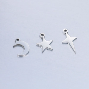 Polished stainless steel moon and star charms for DIY jewelry making and craft projects