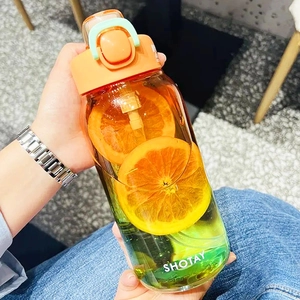 Large Capacity Tritan Water Bottle With Straw Gradient Transparent Portable Leakproof Sports Kettle Outdoor Drinking