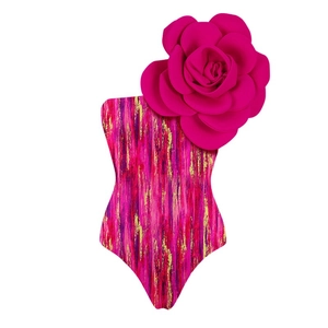 Maillot de bain une pièce à fleur 3D et imprimé abstrait artistique coloré