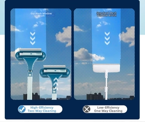Double sided window screen brush cleaning tool with extendable handle for home use.
