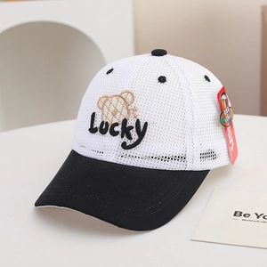 Casquette de baseball enfant en maille respirante avec broderie Lucky bear bicolore