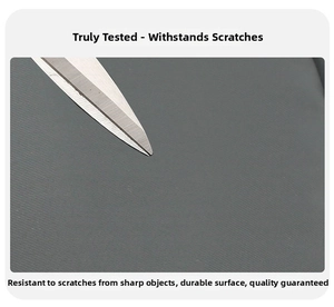 Detail showing the scratch-resistant and durable grey fabric of the multifunctional bag