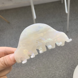 Elegant opal white acetate hair claw clip with Barrette La France gold lettering
