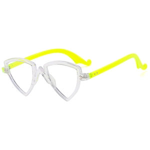 Montures De Lunettes Géométriques Triangle Anti-Lumière Bleue PC Transparent Arc-En-Ciel Coloré Mode Pour Femmes