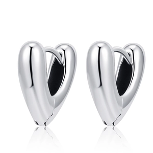 Vintage Heart Shaped Hoop Earrings Copper Silver Plated Glossy Geometric Minimalist Jewelry For Women
