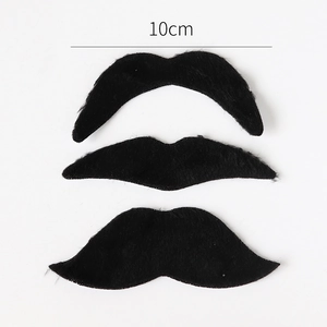 Set of 3 black synthetic fiber mustaches for Halloween party props 10cm wide