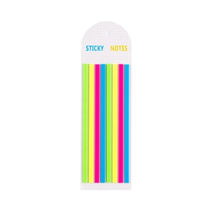 Narrow PET transparent sticky notes in multiple colors on a grid card for study