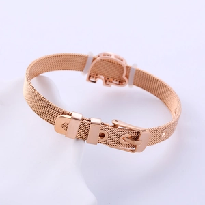 Rose gold elephant mesh watch band bracelet with adjustable buckle for women