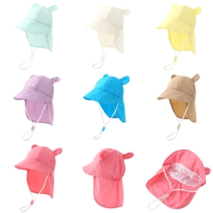 Kids Sun Hat Polyester Quick Dry Neck Protection Summer Outdoor Windproof Adjustable Cute Ears Toddler Boys Girls Hat