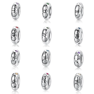 925 Sterlingsilber 12 Sternzeichen Charms Für DIY Armbänder Weißgold Plattiert Sternzeichen Zwischenperlen Schmuckherstellung