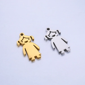 Polished gold and silver stainless steel girl shaped pendants for DIY jewelry making