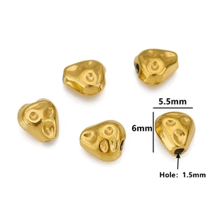 Irregular golden stainless steel spacer beads 5.5x6mm with 1.5mm hole for DIY jewelry