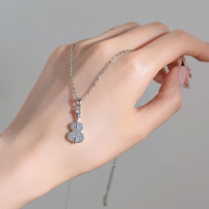 Elegant silver violin pendant necklace with sparkling zircons on minimalist cable chain