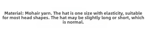 Detailed size guide and mohair material specifications for the knitted beanie cap