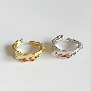 Irregular textured 925 sterling silver open rings in gold and silver finish