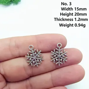 Close-up of snowflake alloy pendant with dimensions 15x20mm for DIY jewelry making