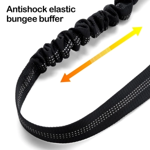 Ceinture de sécurité élastique en nylon pour chien avec amortisseur et bandes réfléchissantes