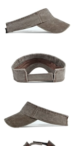 Three-angle view of vintage washed cotton sun visor with adjustable strap for outdoor use