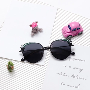 Kids Polarized Sunglasses Panda Cartoon Metal Frame UV400 Protection Cute Bamboo Temples Fashion Eyewear