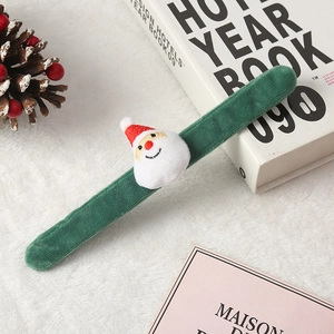 Luminous green velvet Christmas Santa Claus slap bracelet for kids festive party gifts