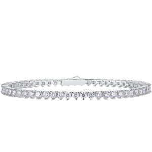 Elegant S925 sterling silver tennis bracelet with brilliant round-cut moissanite stones