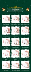 Detail view of 15 festive Christmas earrings including reindeer trees and snowflakes