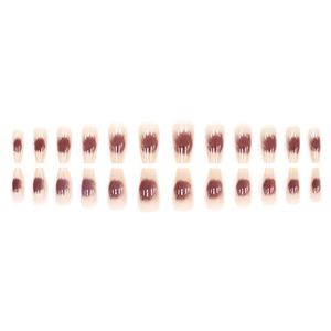 24pcs nude and dried rose blush gradient press-on nails in medium coffin shape style
