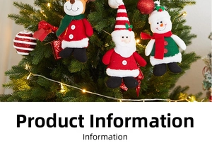 Detailed view of plush Santa, Snowman, and Reindeer ornaments on a Christmas tree