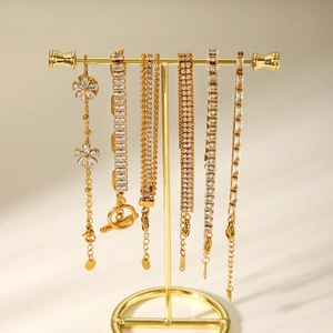 Elegant gold-plated stainless steel bracelets with clear zircon in six unique styles