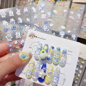 3D Relief Nail Art Stickers Cartoon Astronaut Bunny Bear Self Adhesive Manicure Decals DIY Beauty Decoration Accessories