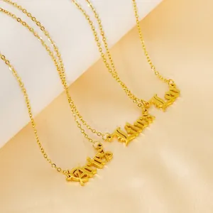 Zodiac Necklace 18K Gold Plated Stainless Steel Gothic Letter Pendant Minimalist Jewelry For Women