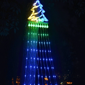 RGB LED star waterfall string lights for outdoor Christmas tree garden decoration