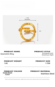 Detail showing dimensions of the hammered stainless steel ring with 1.7cm inner diameter