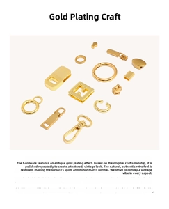 Detailed view of vintage gold-tone hardware accessories with antique finish for handbags