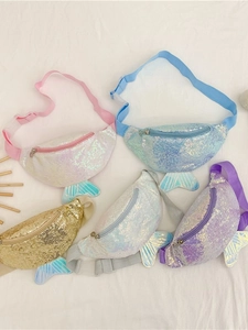 Kids Sequin Waist Bag Mermaid Tail Crossbody Chest Pack Adjustable Strap Fashion Cute For Girls