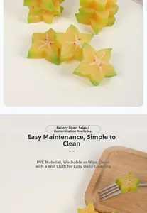 Macro detail of waterproof PVC starfruit slice model with realistic gradient colors