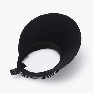 Women's black ice silk open top sun hat with adjustable strap for outdoor cycling