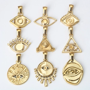 Ciondoli Malocchio Acciaio Inossidabile Placcato Oro Charms Occhio Della Provvidenza Per DIY Collana Bracciale Creazione Gioielli Accessori