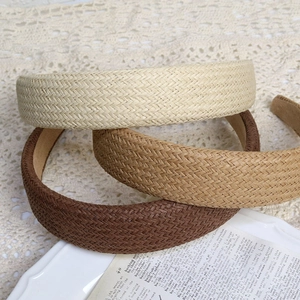 Retro Woven Wide Brim Headband For Women Solid Color Padded Hairband Minimalist Elegant Hair Accessory