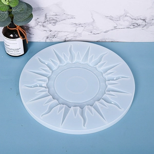 Detailed macro view of the circular sunburst silicone mold for resin and candle DIY crafts