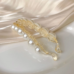 Elegante Fermaglio Per Capelli Banana Con Künstliche Perle Resina Acrilica Strass Perla Artificial Sintetica Morsetto Per Coda Di Cavallo Donna