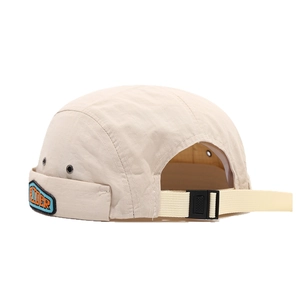Unisex beige docker cap with RIDER patch and adjustable buckle in ripstop fabric