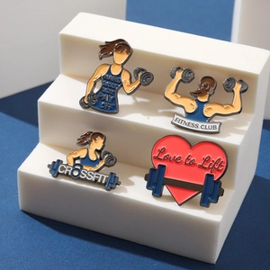 Broches en émail créatives avec motifs d'haltérophilie pour les amateurs de fitness