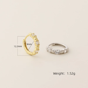Geometric S925 sterling silver hoop earrings with cubic zirconia in gold and silver
