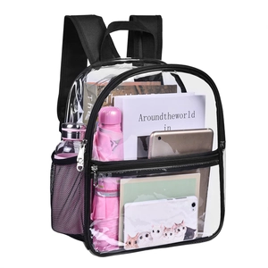 Clear Backpack Transparent PVC Waterproof Large Capacity School Travel Bookbag With Front Pocket Mesh Side Pockets Unisex