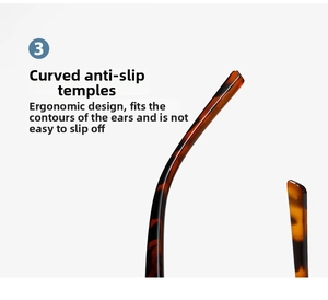 Nahaufnahme von Schildpatt-Bügeln mit ergonomischer Anti-Rutsch-Kurve für Retro-Brillen