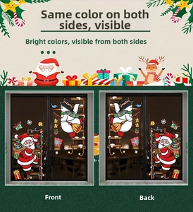 Double-sided Christmas window stickers showing identical Santa and Snowman views from both sides