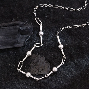 Premium Copper Geometric Spherical Ball Bead Snake Bone Chain Necklace Silver Color Minimalist Clavicle Jewelry For Women