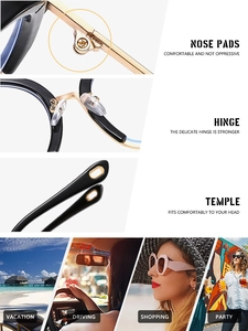 Macro detail of black and gold eyewear showing metal hinges and comfortable nose pads